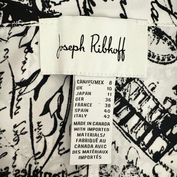 Joseph Ribkoff City Print Button Up Shirt Black & White Sz 8 Style 222173 - Picture 5 of 7